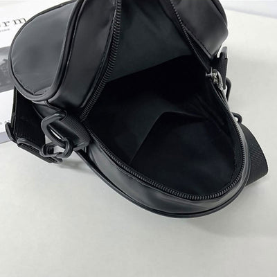 Crossbody Bag For Outdoor Funny Faceless Pattern Leather Pack