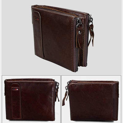 Large Capacity Leather Wallet RFID Blocking Bifold Flip Mens Wallet