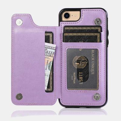 Leather Wallet Phone Case with Card Holder ID Window Compatible with iPhone Samsung