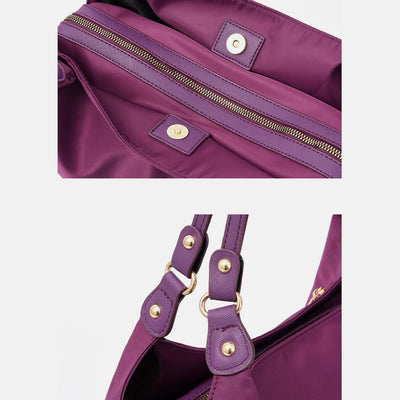 Triple Compartment Tote Handbag Large Capacity Hobo Handbag with Crossbody Strap