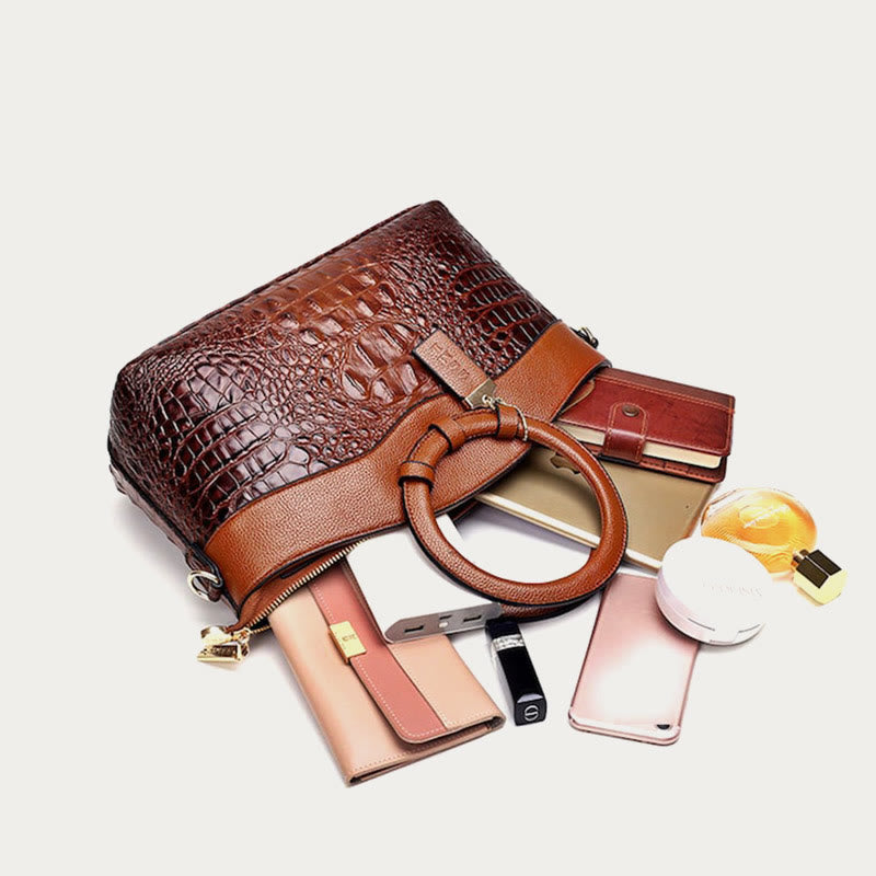 Large Capacity Vintage Embossing Crossbody Bag Top-Handle Bag