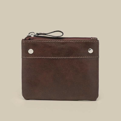 Retro Leather Coin Pouch Change Holder for Women Mini Zipper Wallet