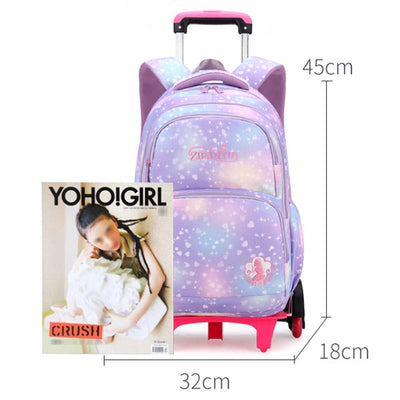 Durable Nylon School Backpack Rolling Wheel School Bag For Kids