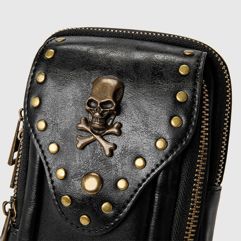 Phone Bag For Women Black Punk Style Portable Travel Bag
