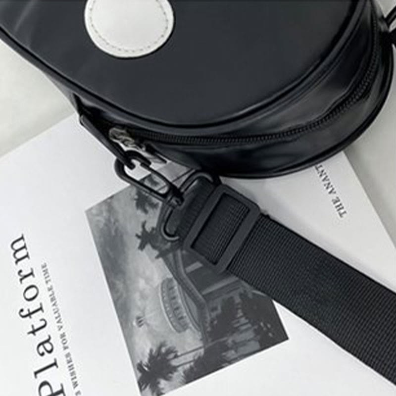 Crossbody Bag For Outdoor Funny Faceless Pattern Leather Pack