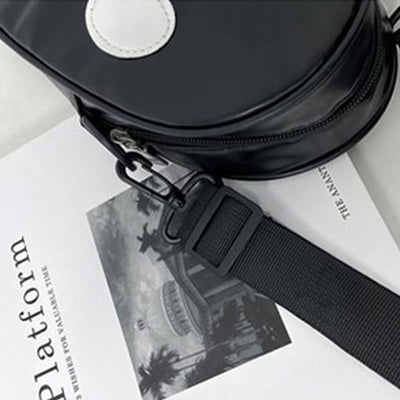 Crossbody Bag For Outdoor Funny Faceless Pattern Leather Pack