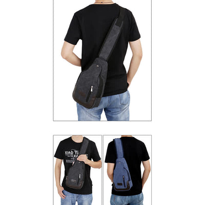 Canvas Sling Bag for Men Outdoor Travel Camping Chest Day Pack