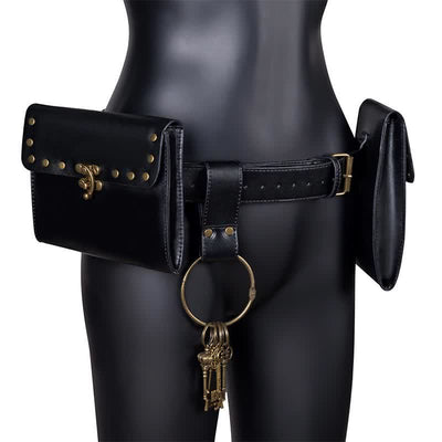 Medieval Renaissance Waist Bag Pouch Belt Holster with Belt Key Chain