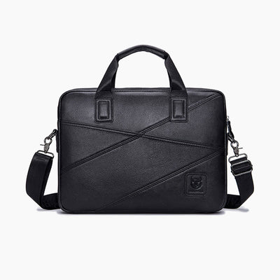 Briefcase For Men Business Solid Color Genuine Leather Crossbody Bag