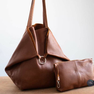 Large Capacity Soft Leather Tote Bag Handbag Shopper Purse with Pouch