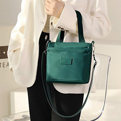 Functional Crossbody Bag Shoulder Bag Multi-pocket Lightweight Solid Color Handbag