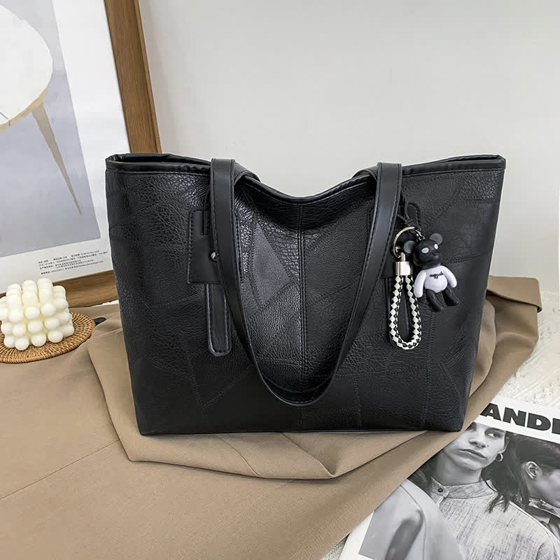 Women Soft Faux Leather Tote Shoulder Bag Large Capacity Handbag