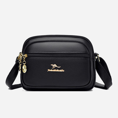 Double Compartment Purse Women Minimalist Soft Leather Cross Body Bag