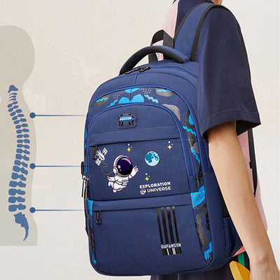 Astronaut Pattern Backpack For School Lightweight Breathable Fabric Schoolbag