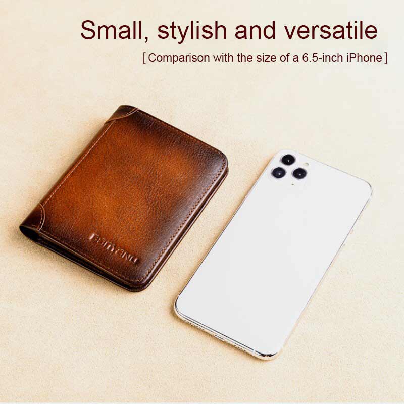 RFID Retro Genuine Leather Tri-fold Wallet