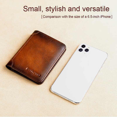 RFID Retro Genuine Leather Tri-fold Wallet