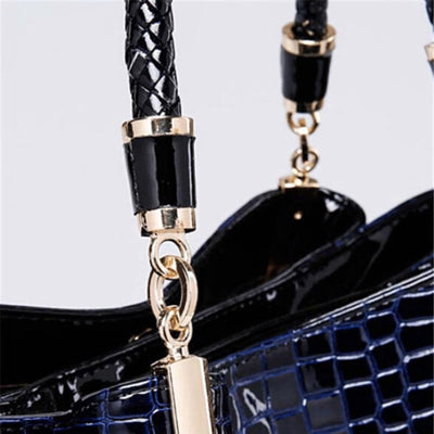 Minimalist Women Top-Handle Bag Crocodile Pattern Vegan Leather Bag