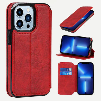 Phone Case for iPhone 14 Clamshell Leather Card Slot Case