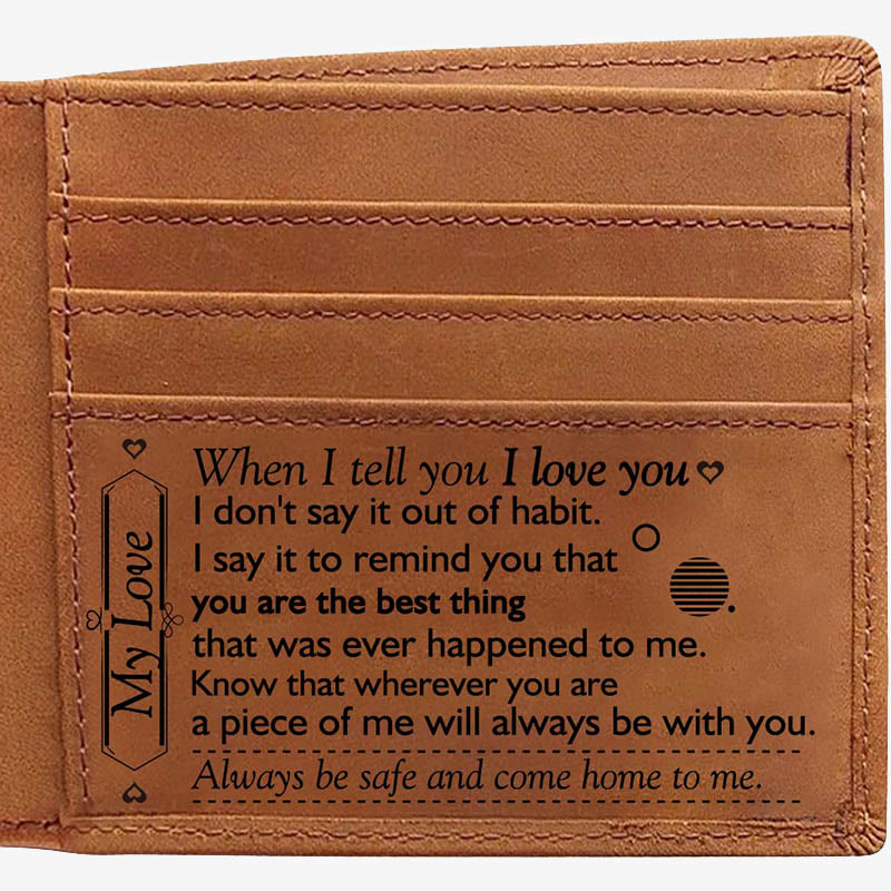 Thin Wallet For Family Laser Inscription Leather Purse Gift