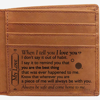Thin Wallet For Family Laser Inscription Leather Purse Gift
