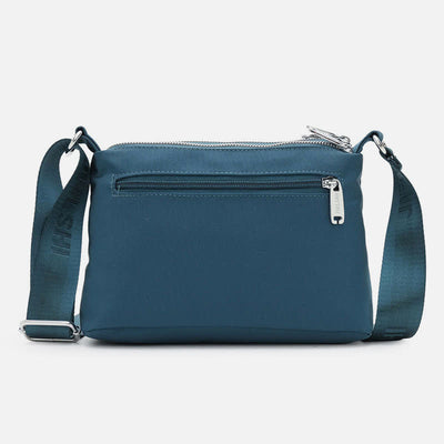 Triple Zip Small Crossbody Bag Lightweight Waterproof Nylon Handbag for Women