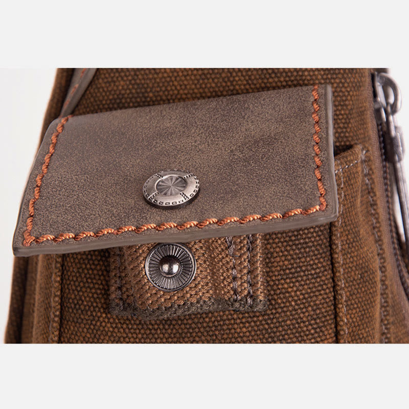 Large Canvas Chest Bag Men Outdoor Sports Crossbody Sling Backpack