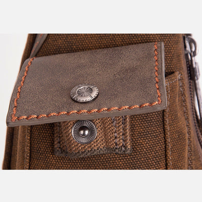 Large Canvas Chest Bag Men Outdoor Sports Crossbody Sling Backpack