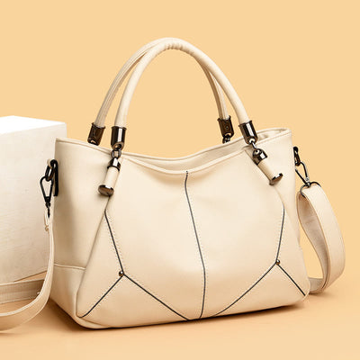 Soft Leather Handbag Women Adjustable Wide Strap Minimalist Crossbody Tote