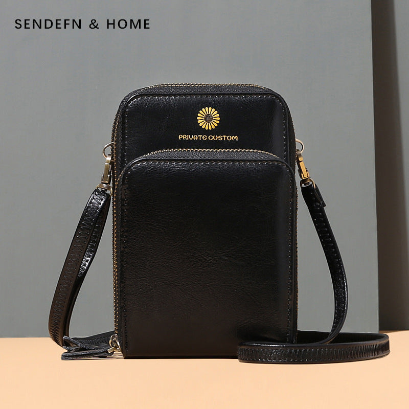 Sunflower Leather Phone Bag Multi-Slot Crossbody Mini Bag with Card Holder Coin Purses