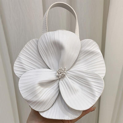 Petal Flower Handbag For Party Solid Color Evening Bag