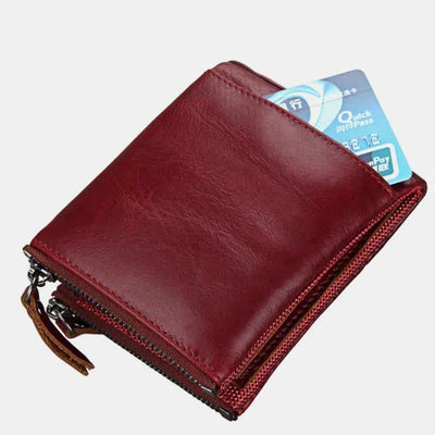 Large Capacity Leather Wallet RFID Blocking Bifold Flip Mens Wallet