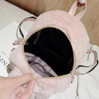 Cute Plush Backpack Daypack for Women Girls with Rabbit's Ear