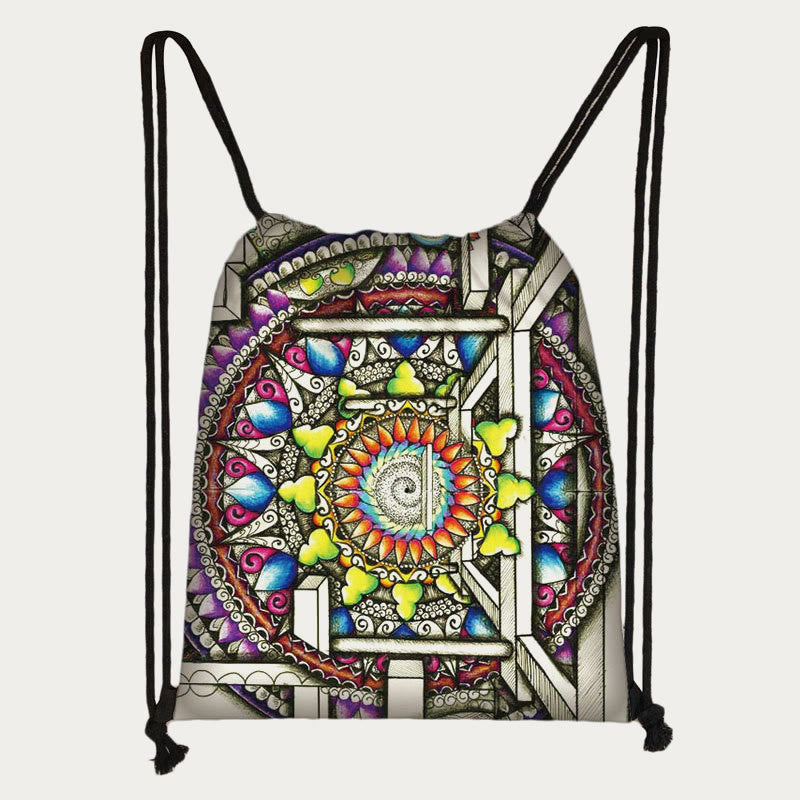 Drawstring Backpack For Daily Shopping Portable Lightweight Cartoon Bag