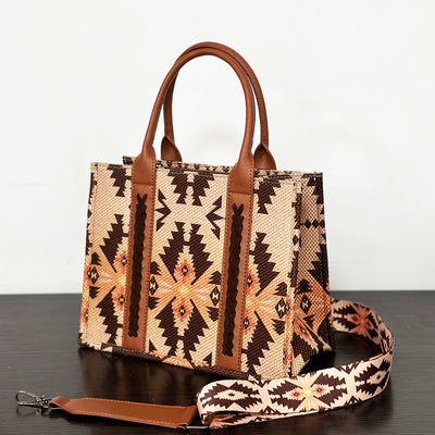 Vintage Linen Cotton Handbag For Women Bohemian Crossbody Tote