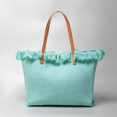 Tassel Canvas Handbag For Women Large Buckle Closure Tote