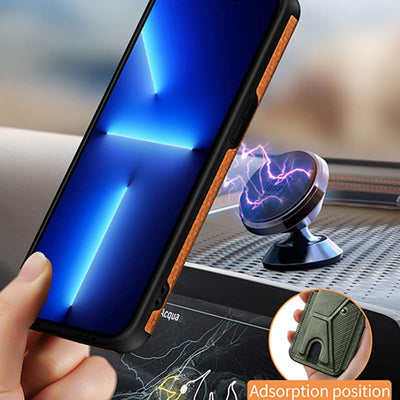Shockproof Dustproof Leather Phone Case for iPhone with Card Slot Kickstand