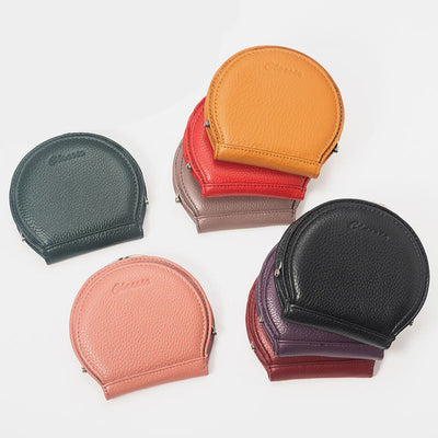Shell-Shaped Kiss-Locked Coin Purse Genuine Leather Pouch Wallet