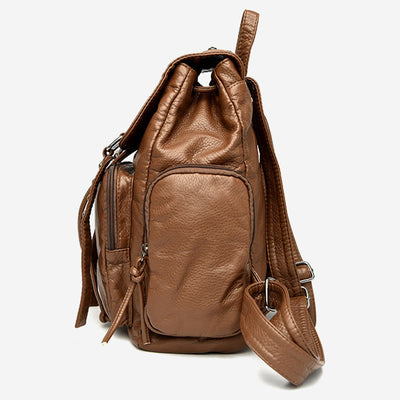 Rivet Backpack For Women Travel Soft Plain Color Leather Daypack