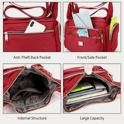 Nylon Crossbody Bag For Women Daily Outfit Multiple Pockets Purse