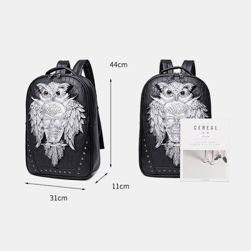 3D Animals Owl Laptop Backpack Designer Waterproof College School Bookbag