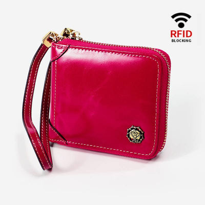 Small Bifold Zip Around Wallet RFID Blocking with Card Holder Coin Purse