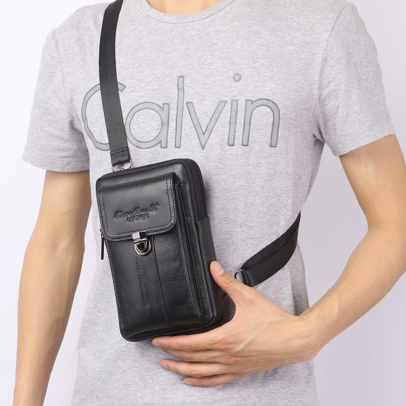 Small Messenger Bag For Men Business Genuine Leather Portable Bag