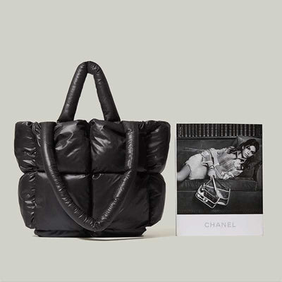 Women Large Capacity Quilted Puffer Tote Bag Soft Padded Down Handbag