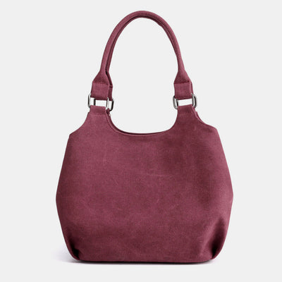 Triple Compartment Canvas Tote Lightweight Functional Hobo Handbag Purse