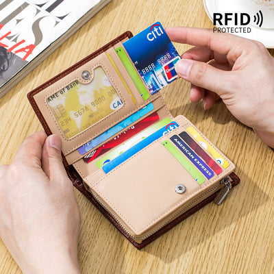 Mens Short Wallet For Business Retro Multifunction Leather Coin Purse
