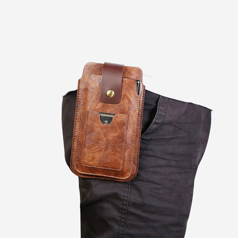 Retro Men EDC Genuine Leather Phone Bag