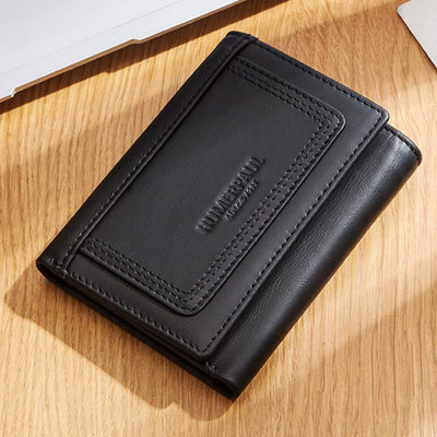 Trifold Roomy Leather Wallet RFID Blocking Anti-theft Wallet