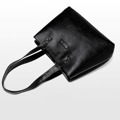 Women's Double Compartment Soft Faux Leather Tote Handbag Shoulder Bag Purse