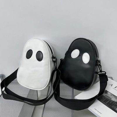 Crossbody Bag For Outdoor Funny Faceless Pattern Leather Pack