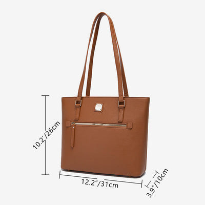 Retro Shoulder Bag For Women Plaid Color Large Leather Tote